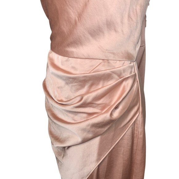 NWT Significant Other Aria Gathered Satin Maxi Dress in Nougat Size 8 Slit Hem - Picture 10 of 12
